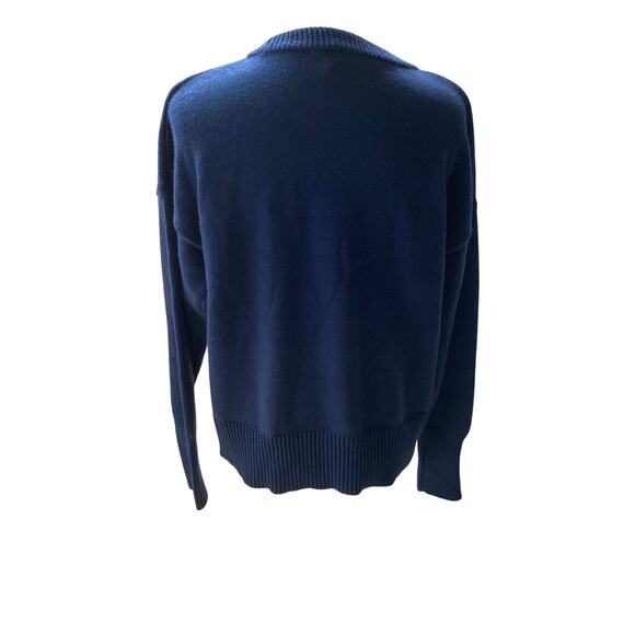Chunky Knit Navy Long Sleeve Crew Neck Women's Sweater Size L - Picture 4 of 7
